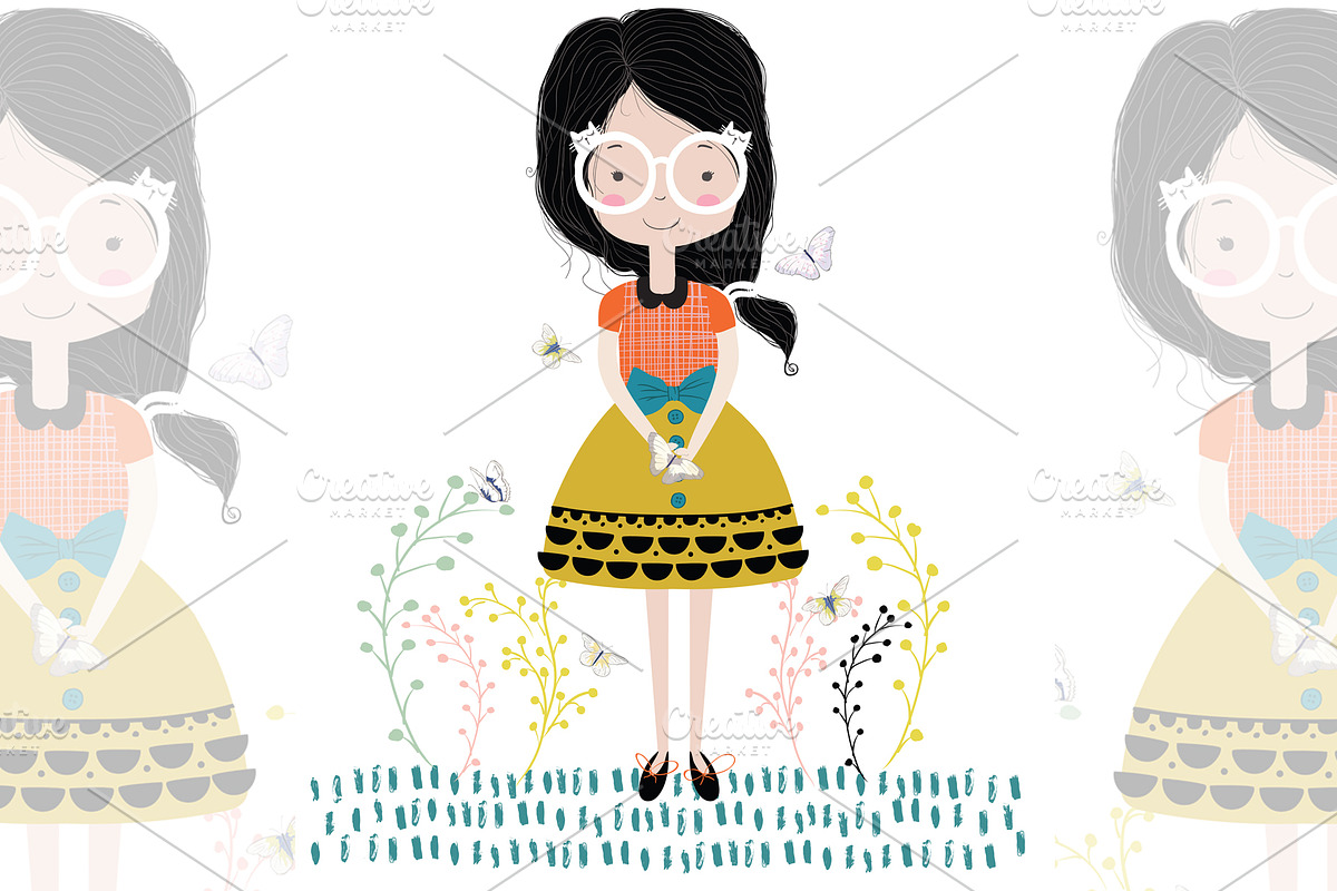 Cute girl vector. Pretty girl face. in Illustrations - product preview 8