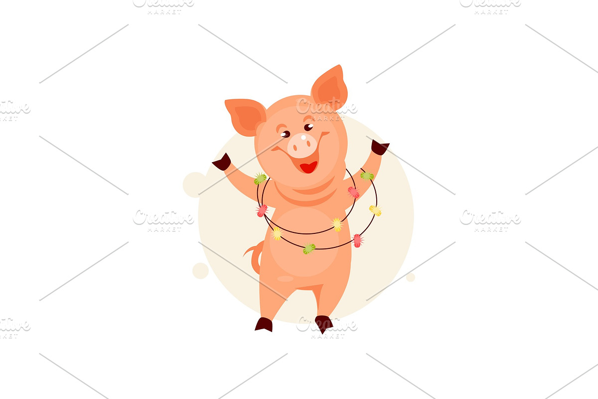 Christmas pig vector in Objects - product preview 8