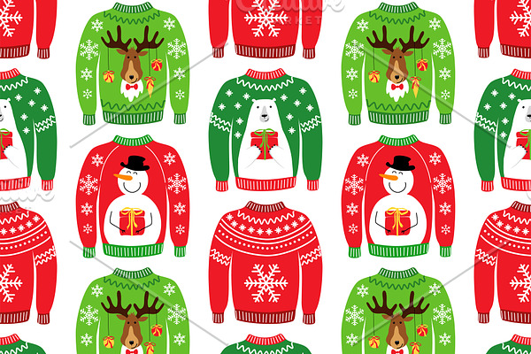 Seamless pattern of Ugly Sweaters 