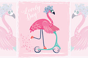 Cute flamingo vector.Lovely day.