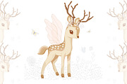 Pretty deer print.Cute bambi vector.