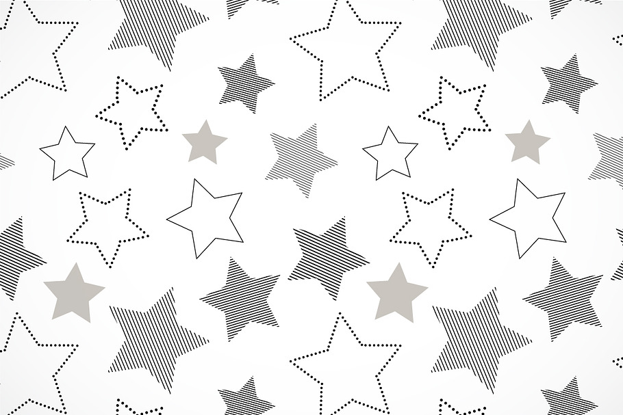 Striped black white stars pattern in Patterns - product preview 8