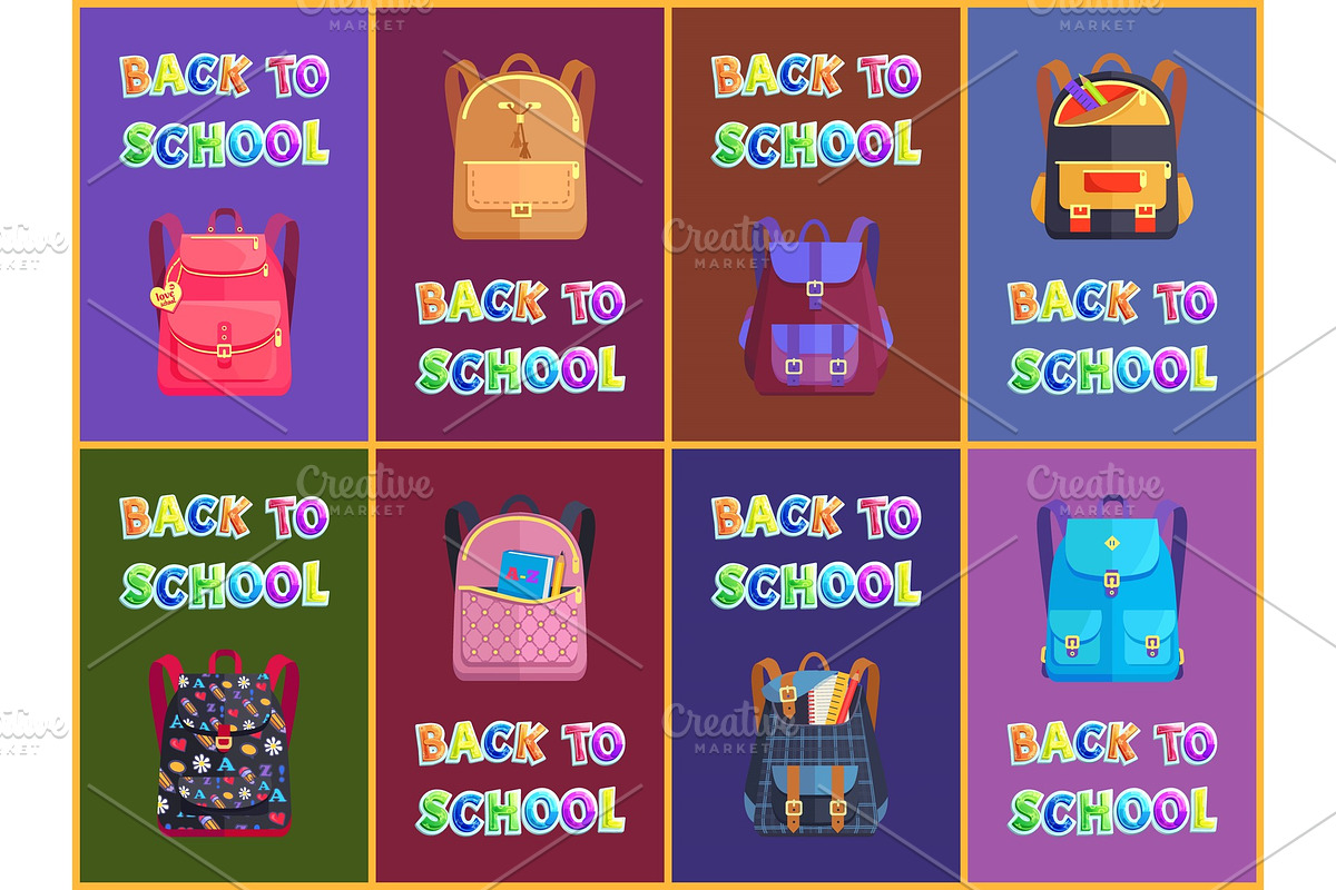 Fabric and Leather Schoolbags for in Illustrations - product preview 8