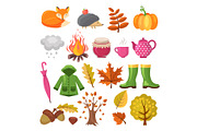 Autumn icon set. Various symbols of