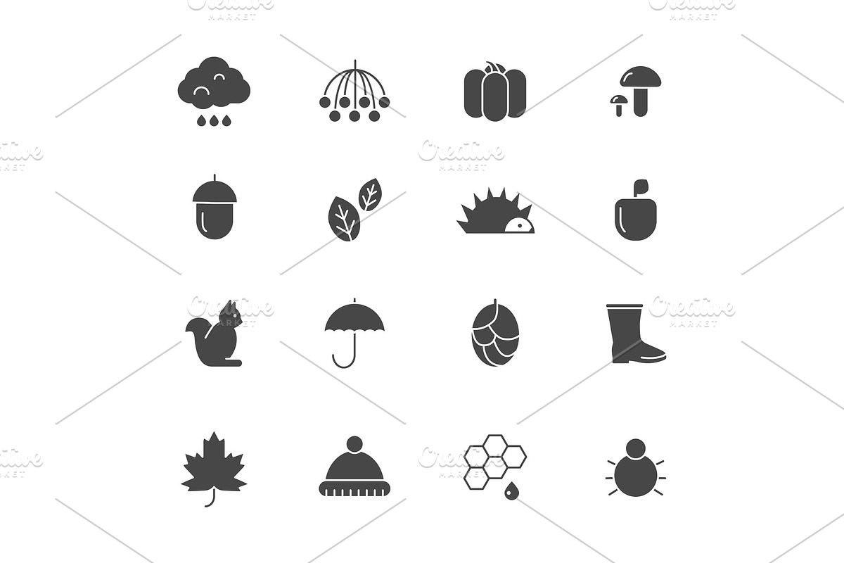 Autumn black icons. Various in Graphics - product preview 8