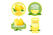Lemonade badges. Lemon juice or