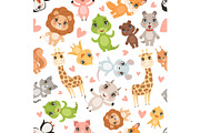 Baby animals pattern. Fabric printed