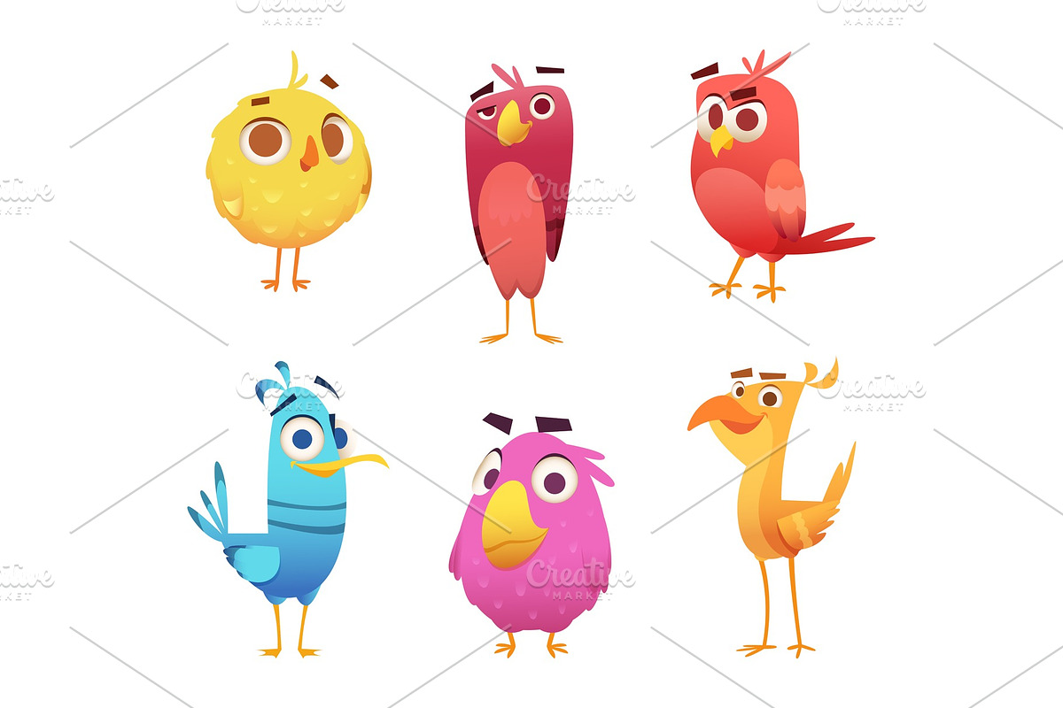Angry cartoon birds. Chicken eagles in Graphics - product preview 8