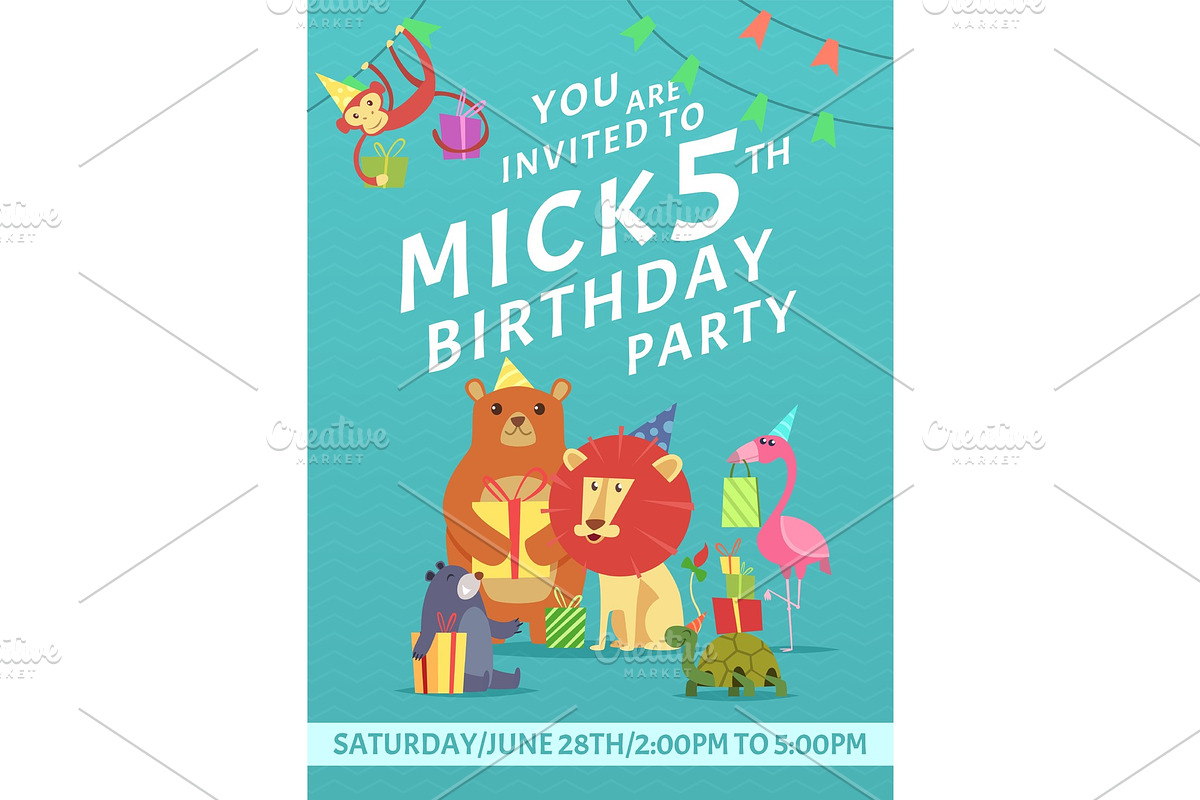 Birthday card invitation. Greeting in Graphics - product preview 8
