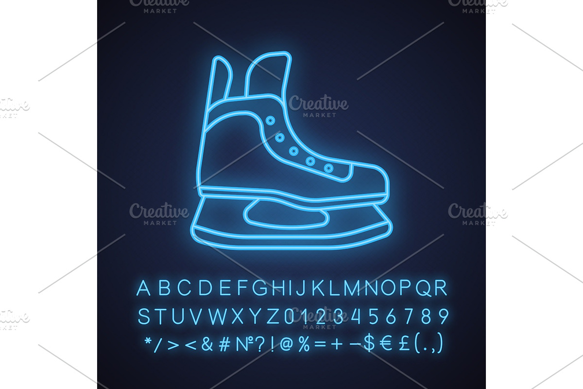 Ice skate neon light icon in Icons - product preview 8