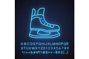 Ice skate neon light icon