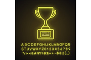 Champion cup neon light icon