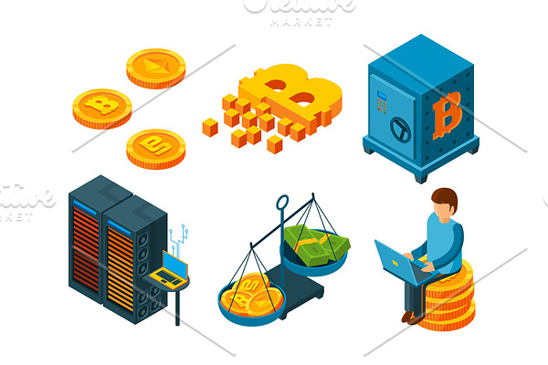 Crypto currency 3d icon. Business