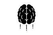 Flying human brain glyph icon