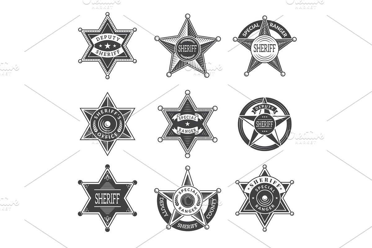 Sheriff stars badges. Western star in Graphics - product preview 8
