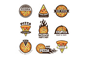Pizza labels. Pizzeria logo design