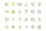 Colored school icons. Vector symbols