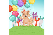 Cute bear background. Funny teddy