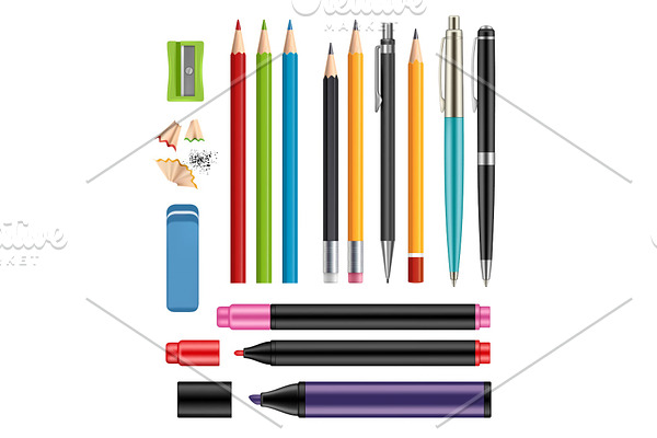 Pen and pencils. Office stationery