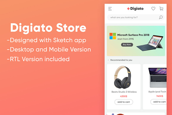 Digiato Store Design (RTL included) in App Templates - product preview 3