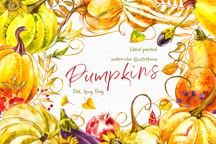 Pumpkins watercolor collection