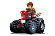 Vector Cartoon Tractor isolated on