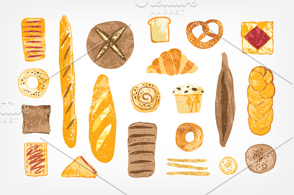Bakery bundle and seamless pattern in Illustrations - product preview 1