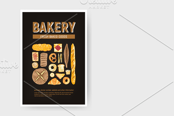 Bakery bundle and seamless pattern in Illustrations - product preview 3