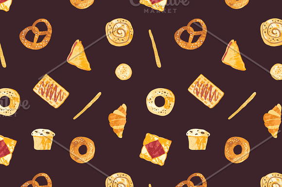 Bakery bundle and seamless pattern in Illustrations - product preview 15
