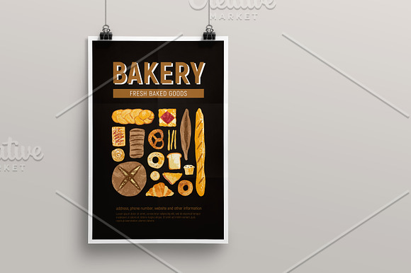 Bakery bundle and seamless pattern in Illustrations - product preview 17