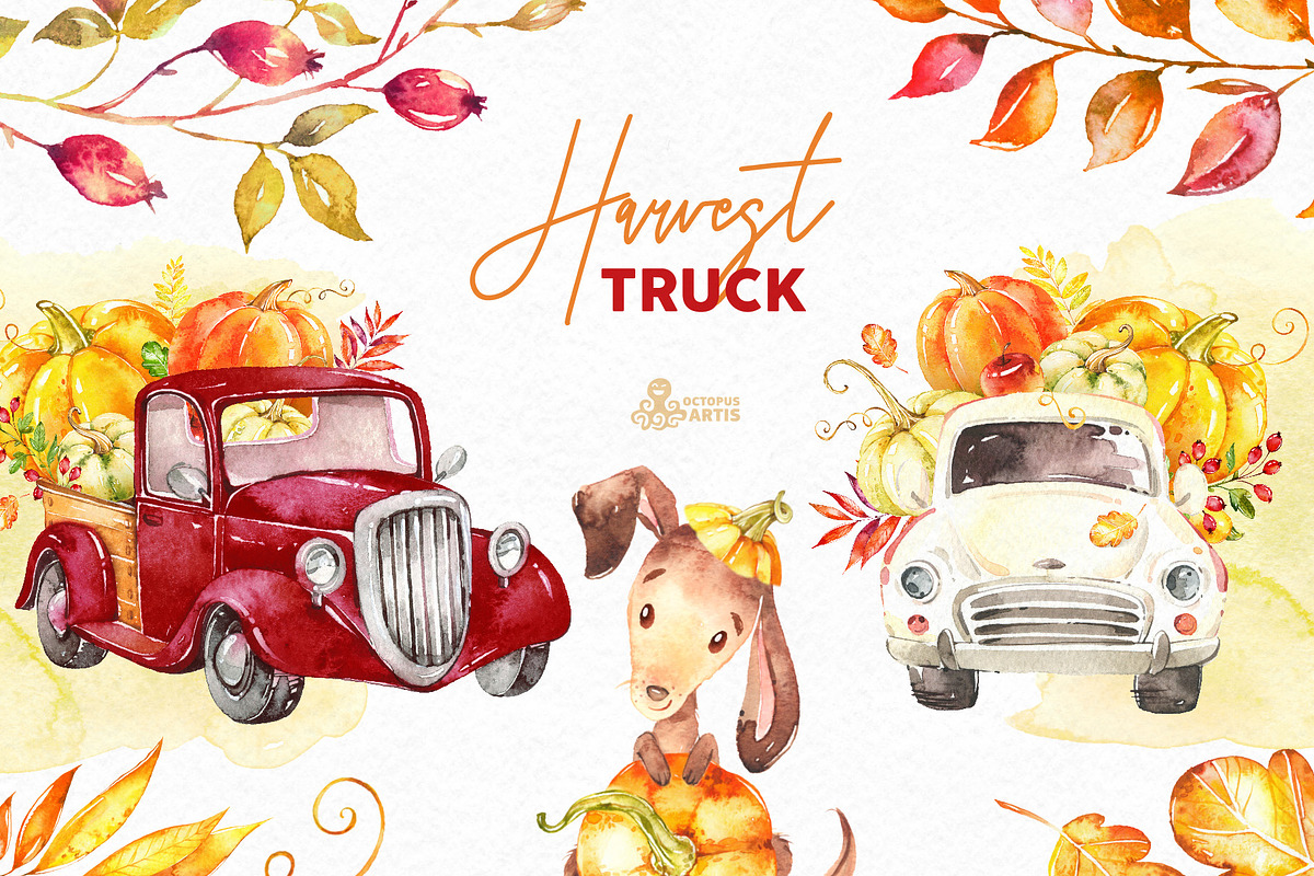 Harvest Truck. Fall Collection. in Illustrations - product preview 8