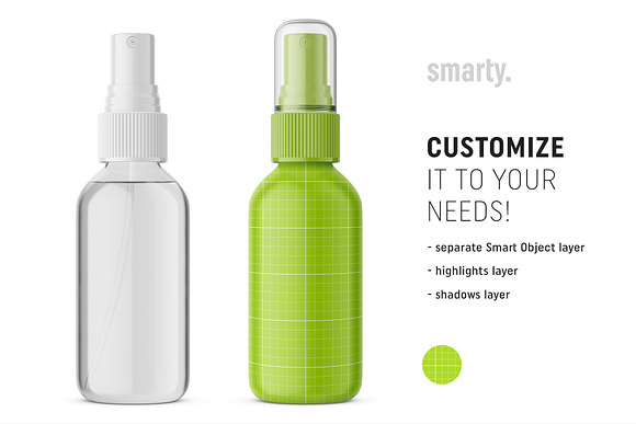 Transparent spray bottle mockup in Product Mockups - product preview 2