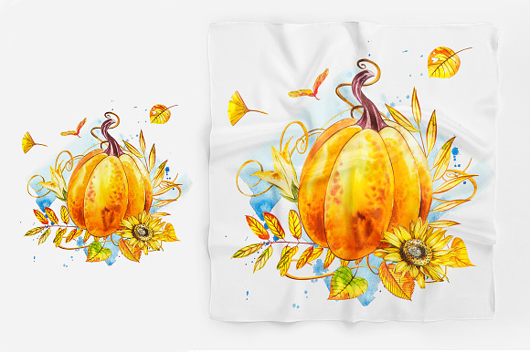Pumpkins watercolor collection in Illustrations - product preview 11