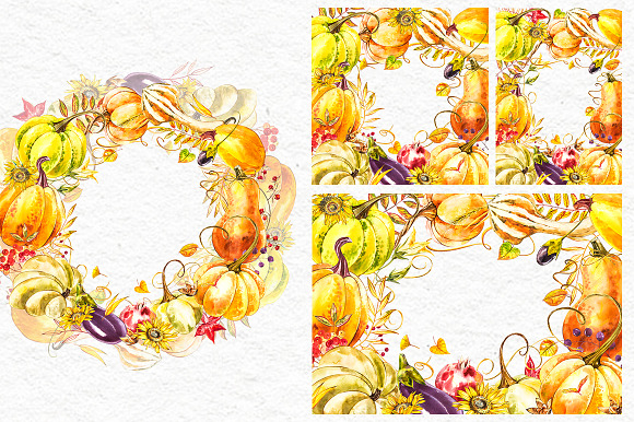 Pumpkins watercolor collection in Illustrations - product preview 12