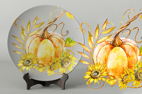 Pumpkins watercolor collection in Illustrations - product preview 14