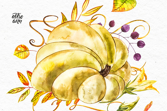 Pumpkins watercolor collection in Illustrations - product preview 16