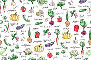 Pattern with hand drawn vegetables