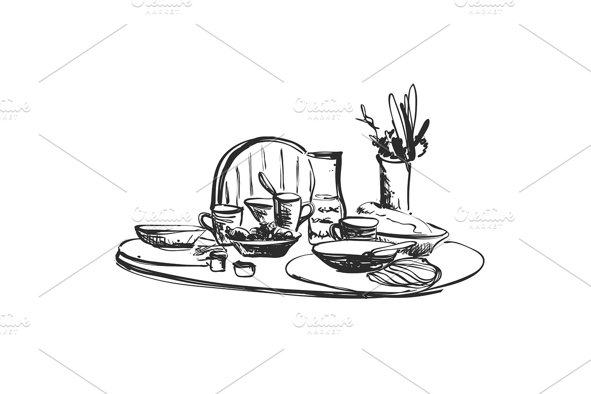 Hand Drawn wares. Romantic dinner in Illustrations - product preview 8