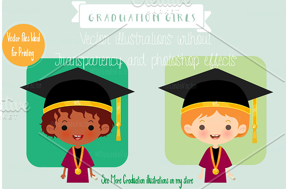 Graduation Vector Girls in Illustrations - product preview 1