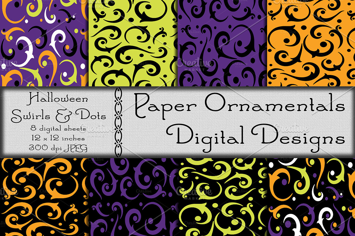 Digital Paper Halloween Swirls & Dot in Patterns - product preview 8
