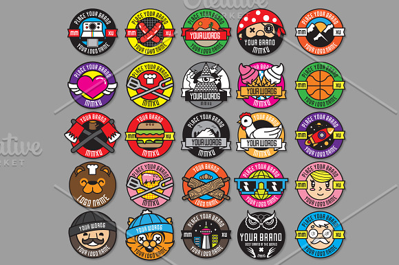 50 Pop Badges (Vol.2) + Custom Font in Logo Templates - product preview 1