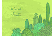 Vector wild cacti plants with place
