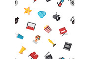 Vector flat cinema icons pattern or