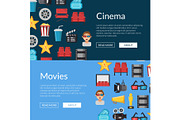 Vector flat cinema icons web banner
