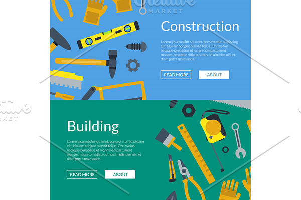 Vector flat construction tools web