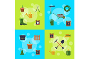 Vector flat gardening icons