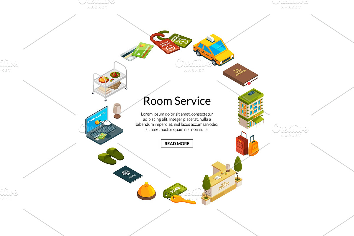 Vector isometric hotel icons in Graphics - product preview 8