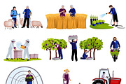 Farmers and gardeners icons set