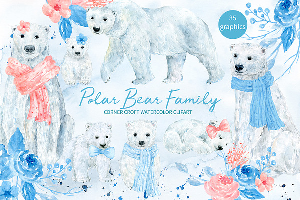 Polar Bear Family Illustration