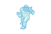 Yeti or Abominable Snowman Mono Line